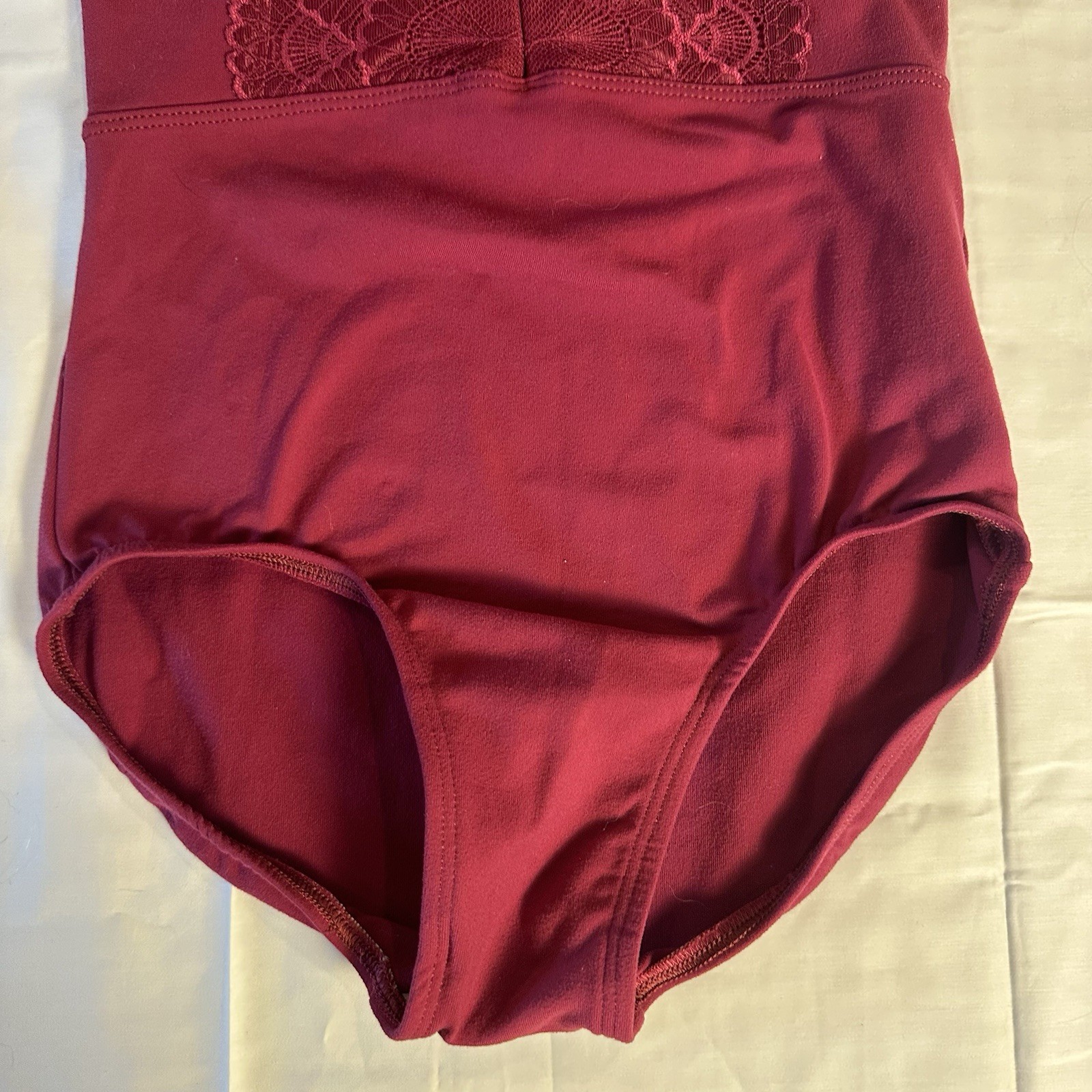 Suffolk Ballet Mock High Neck Zipper Lace Front Rosewood Dance Leotard Petite