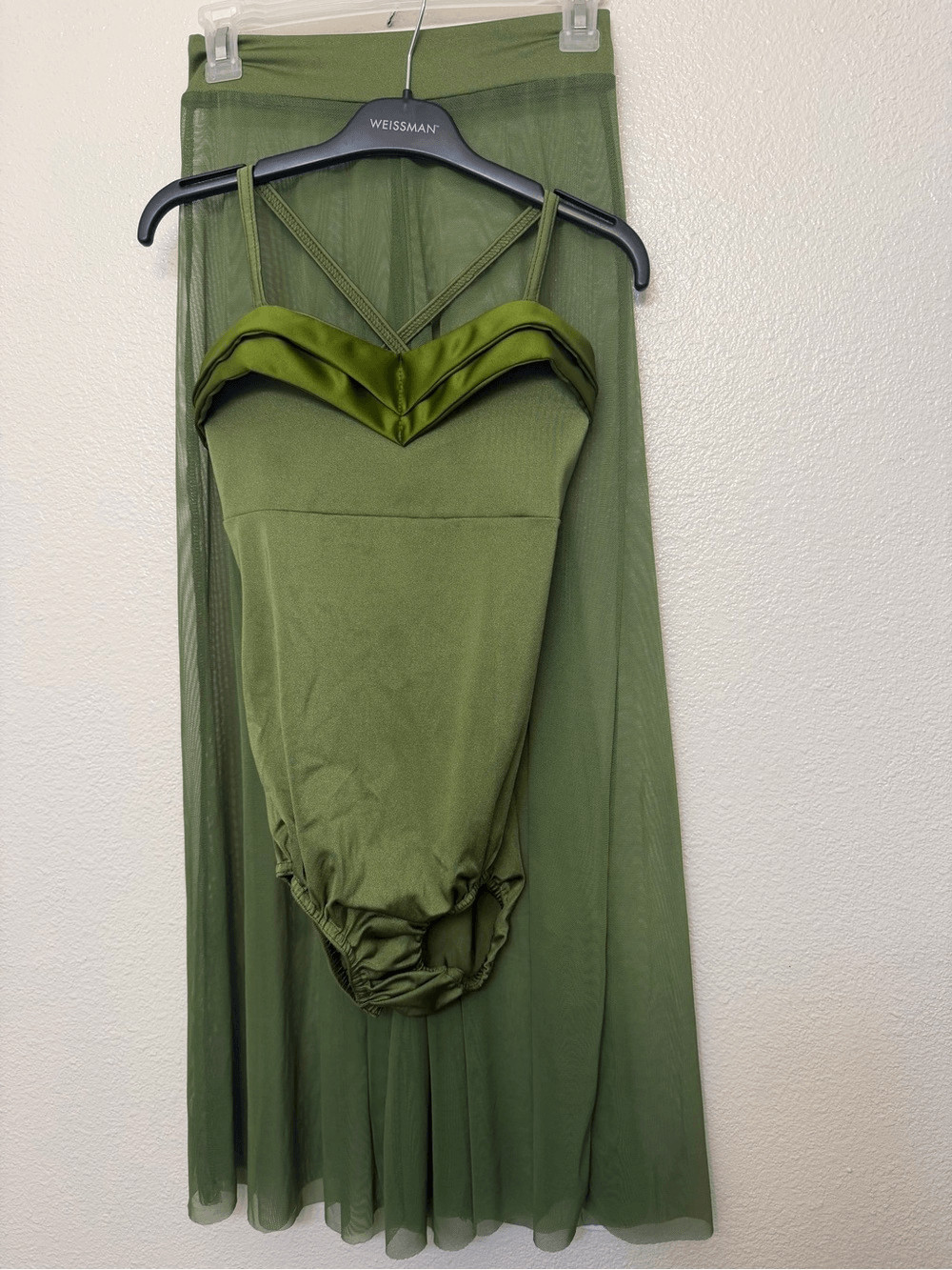 Kelle dance solo costume 2 piece set green mesh Cascades 5411 teen XSA adult