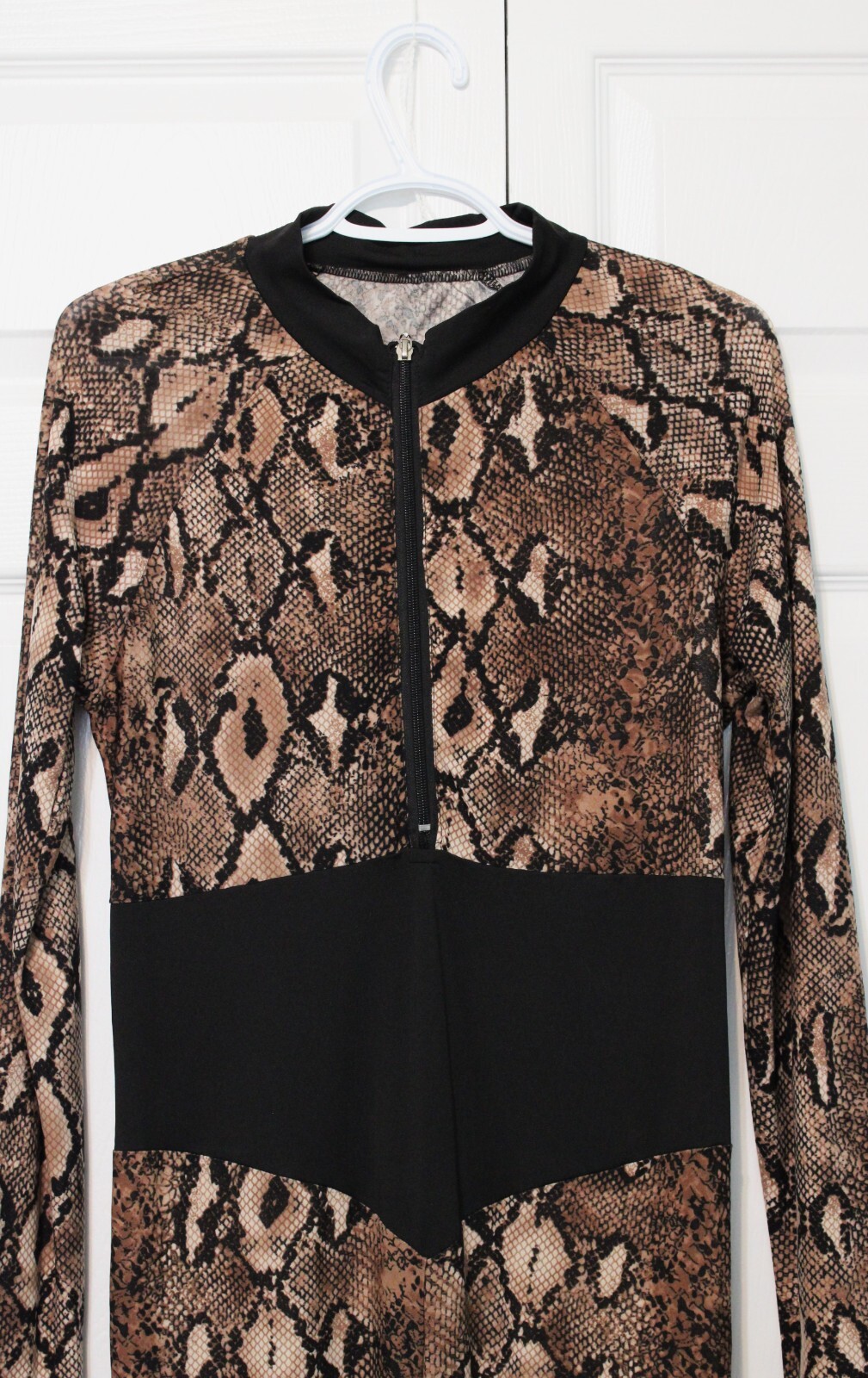 Sheer Snake Skin Pattern Unisex Catsuit for Dance, Size Large, Color Snake Skin