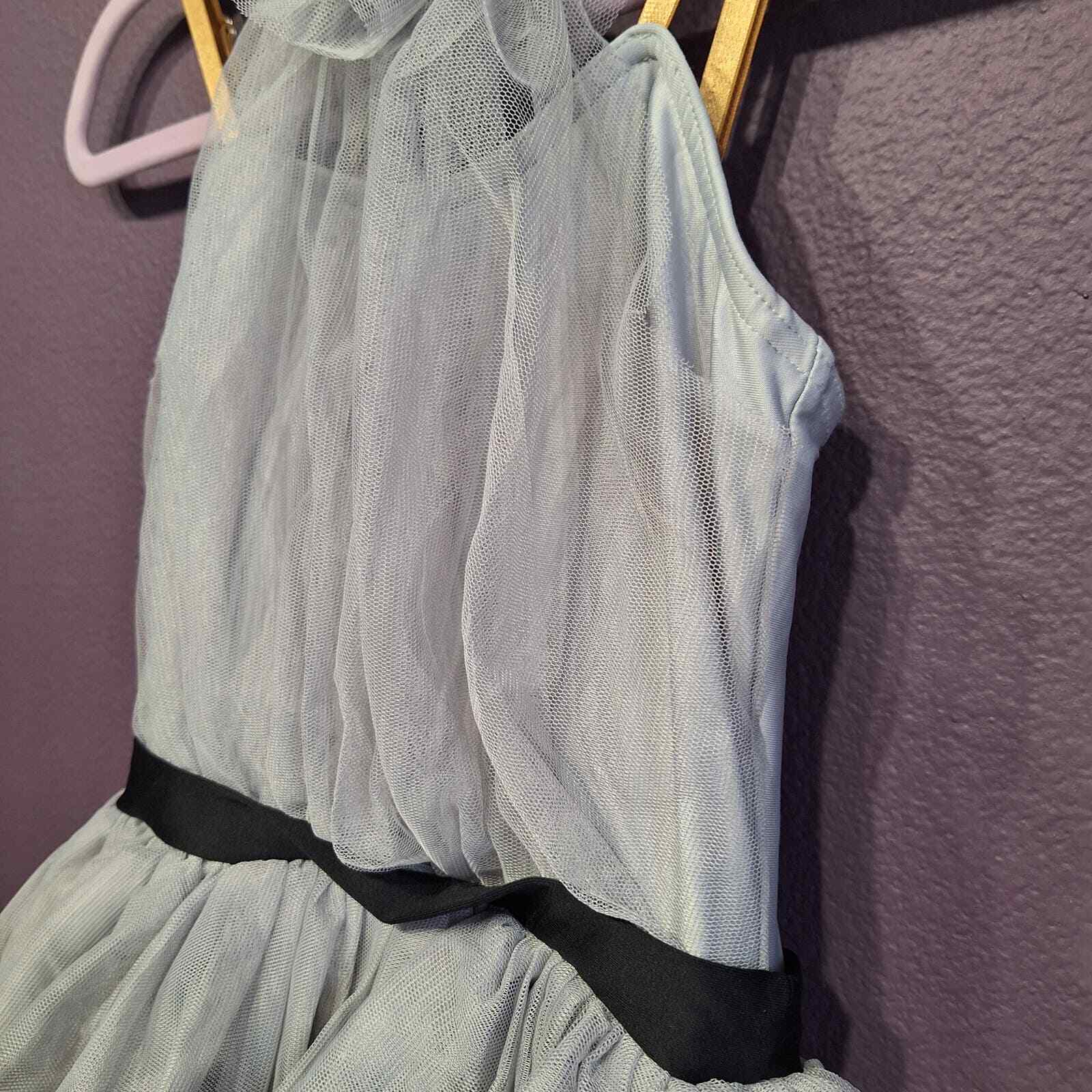 Weissman womens small dance leotard grey black ruffle tulle high neck one piece