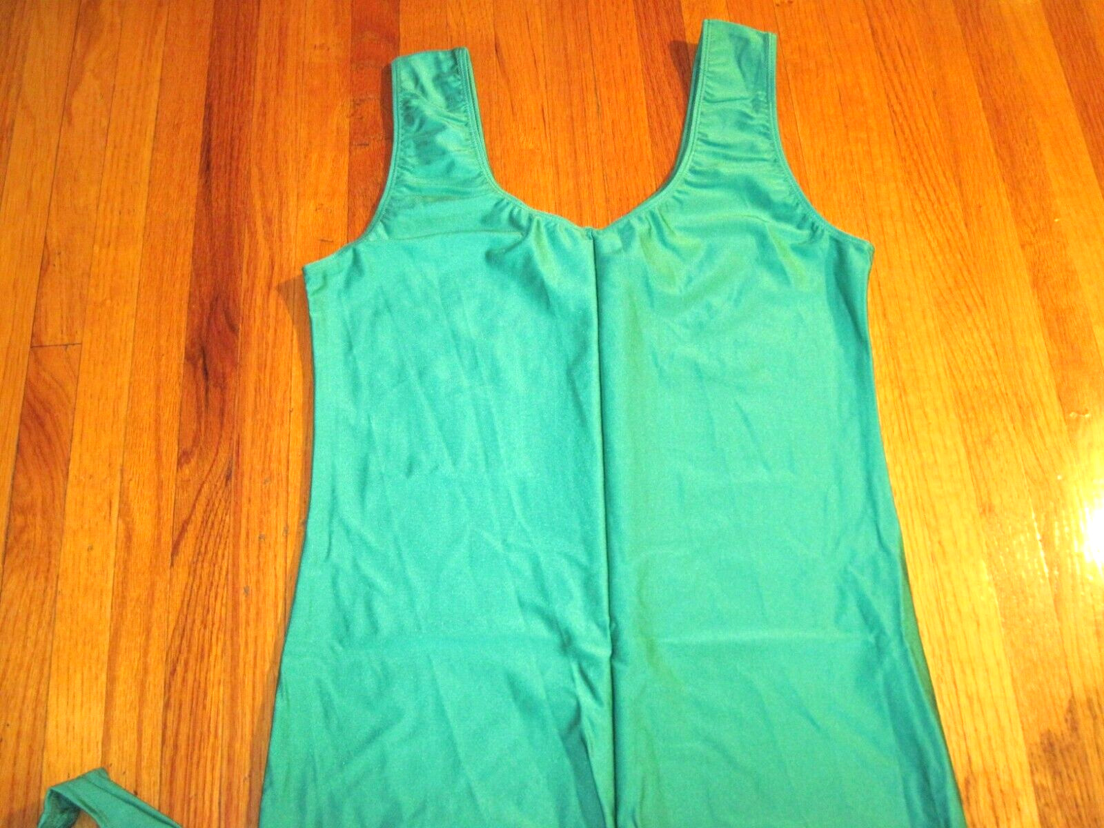 Plus Size Shiny Green Tank Spandex Stirrup Foot Unitard Jumpsuit Size XL-14+ New