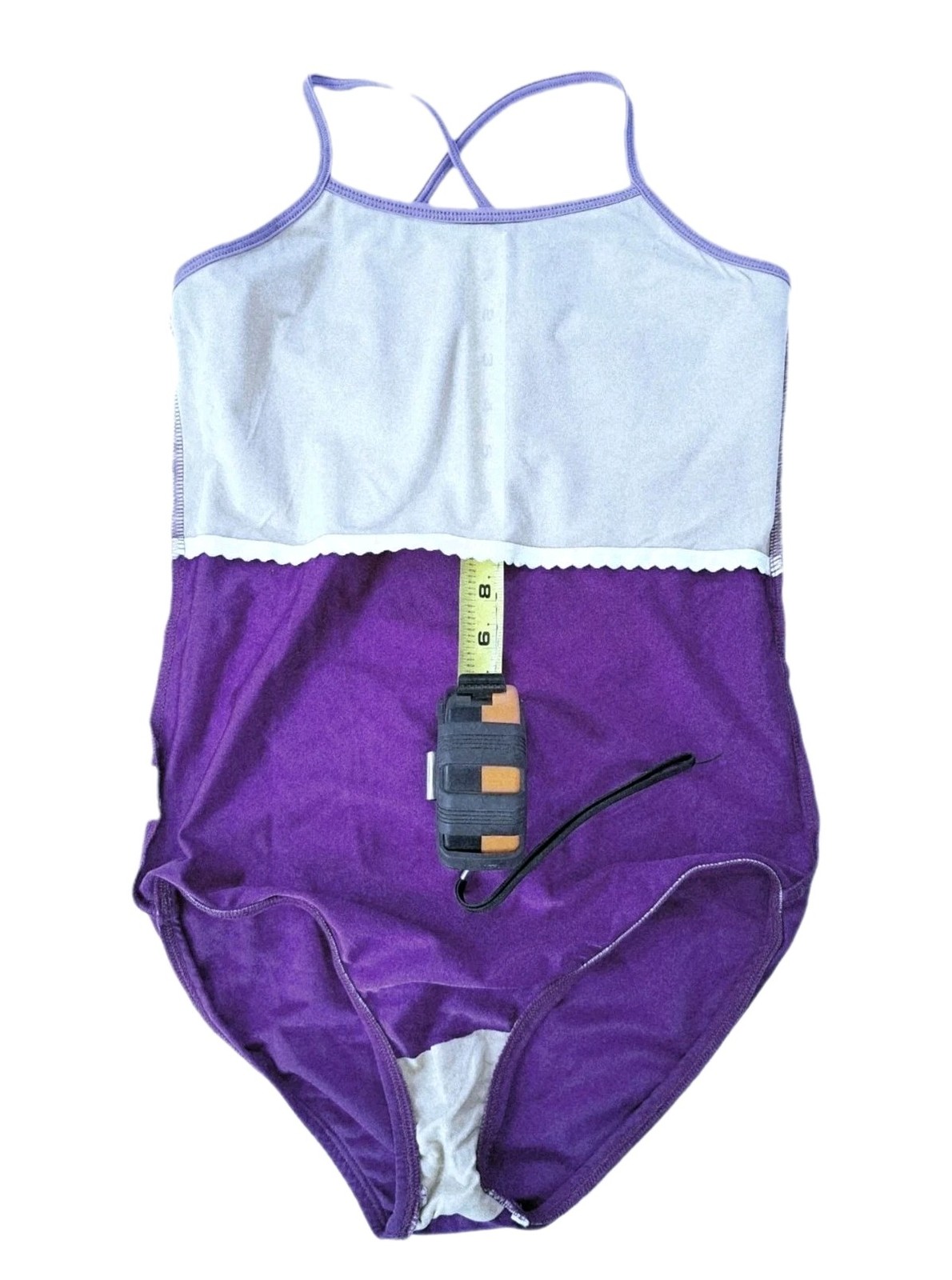 Aja VTG Keyhole Cutout Crossback Tank Leotard Purple Strappy Reversible Strap AM