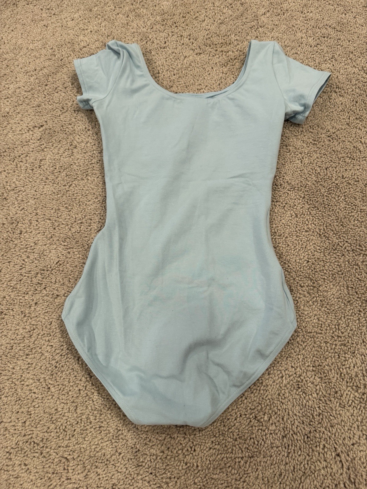 Capezio Women’s Short Sleeve Leotard Blue Solid Cotton Blend TB142C