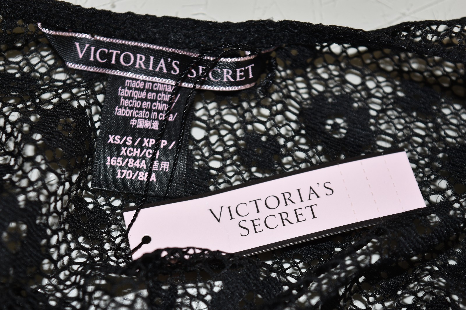 NEW Victoria’s Secret Long Sleev Medallion Lace Thong Bodysuit Teddy Black XS S