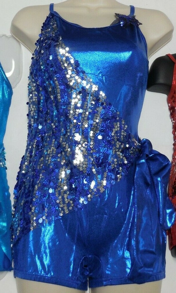 Shorty Unitard Metallic Foil Sequin Overlay 3 color choices over 20 available