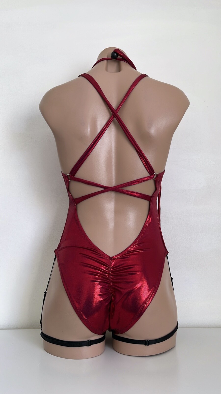 Schminke👙 ring monokini high waist pole dance wear hologram bodysuit wet look