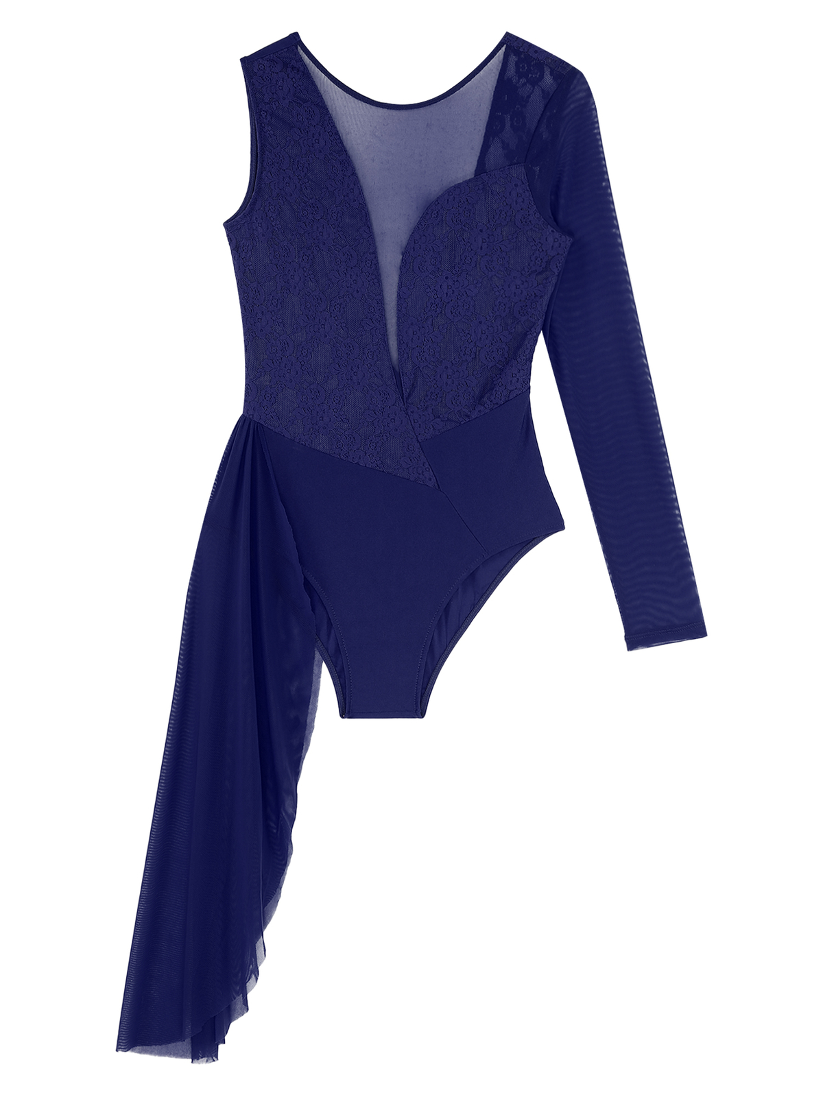 Womens Lyrical Dance Floral Lace Patchwork Leotard Stage Performance Bodysuit