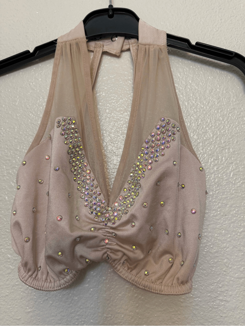 Kelle dance solo costume blush pink 2 piece rhinestone lyrical SA-Small adult