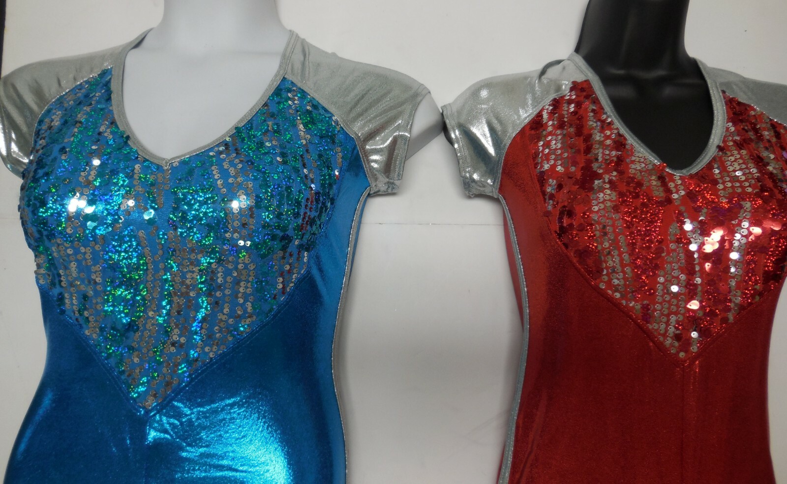 Cap Sleeve Sport Style Shorty Unitard Foil Spandex Sequin Bodice Gym Leg Ad/Ch