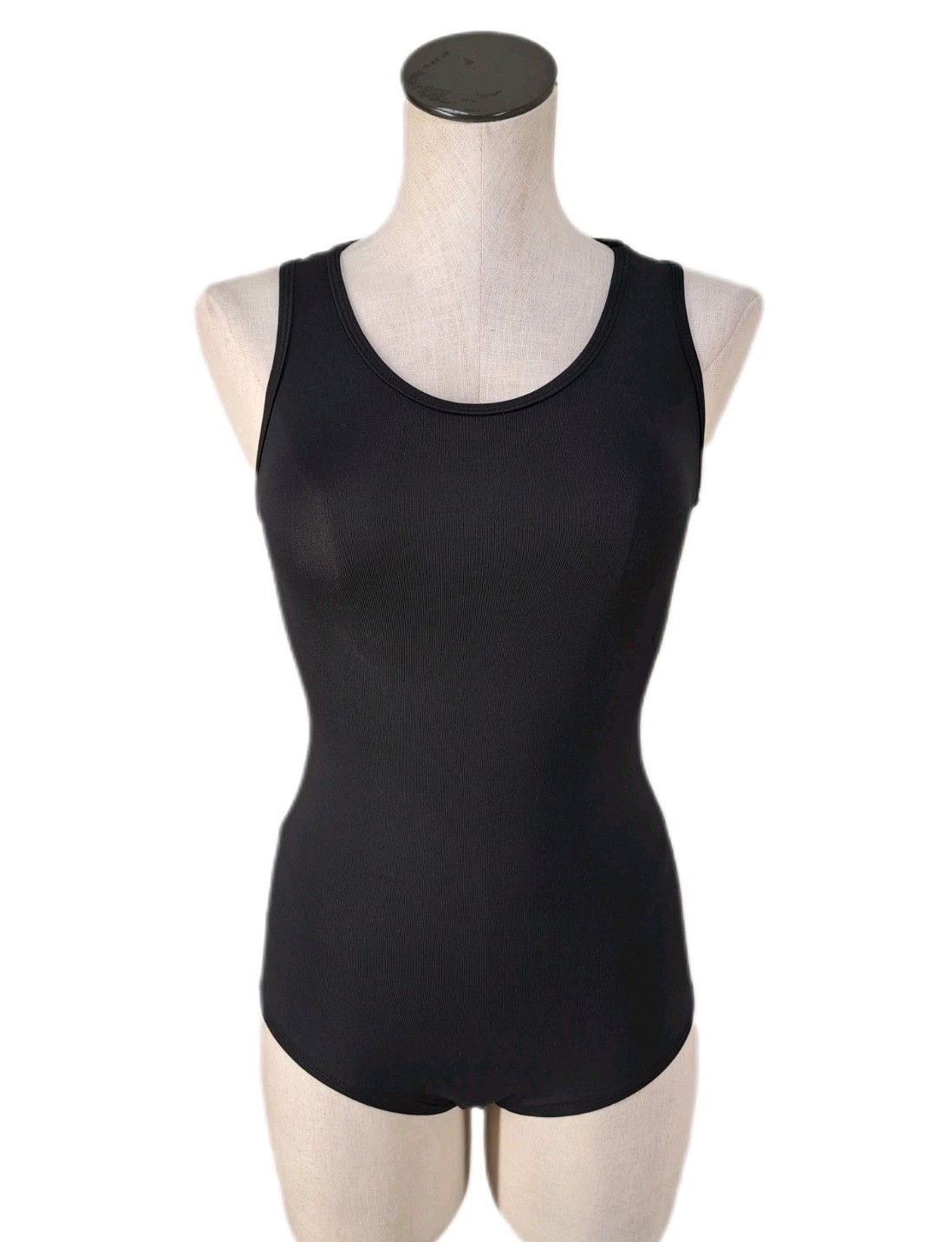 Aja VTG Cutout Slashed Ladder Back Tank Leotard Boycut Black Women’s Size S