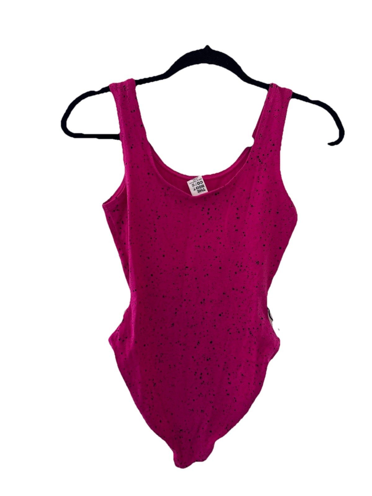 The Body Co Vintage Leotard fuchsia pink splatter pattern S/M vtg