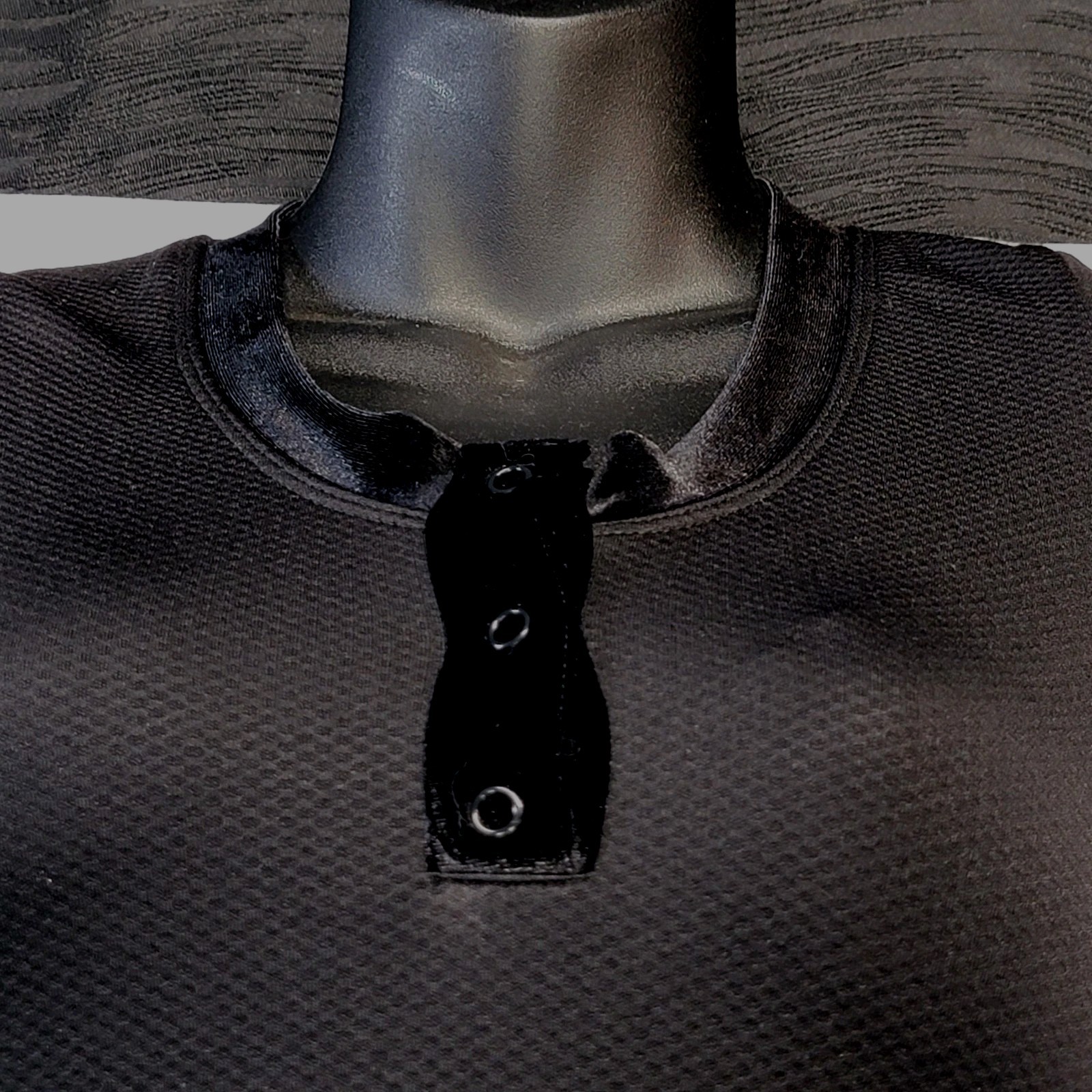 Danz N Motion Short Sleeve Waffle Knit Leotard Black Button Neck Cap Sleeve SZ P