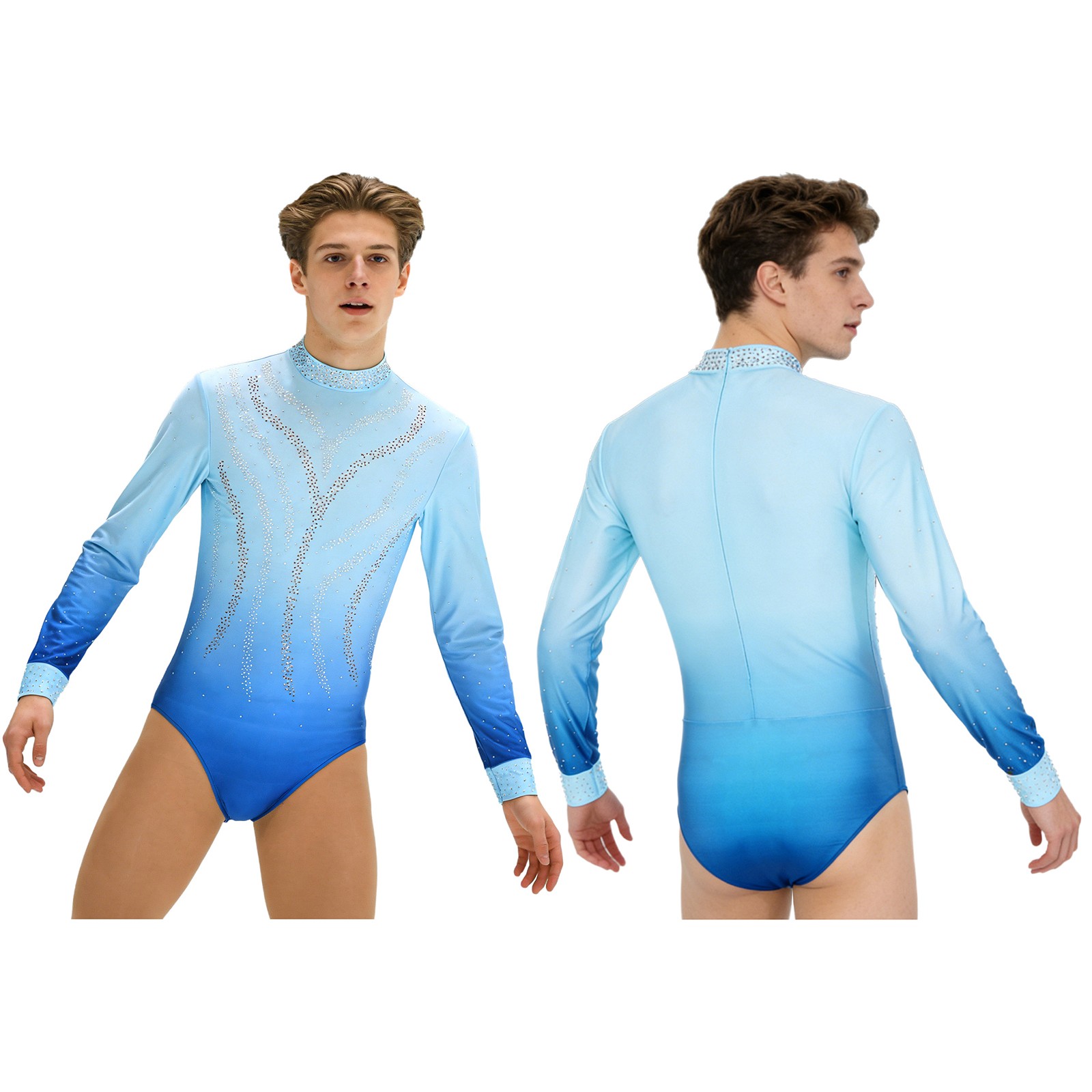 Men Jumpsuit Ice Skating Leotard Themed Party Figure Skating Ballroom Bodysuit
