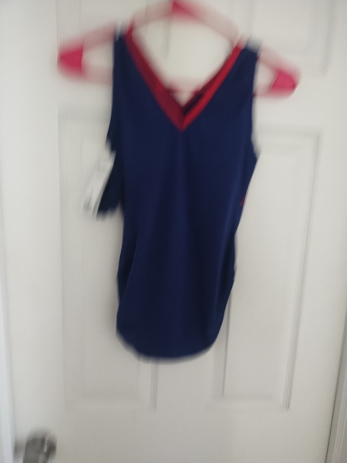 Choice Of Champions Navy Blue Red Silver Georgia Sequin Leotard Women’s Size AM