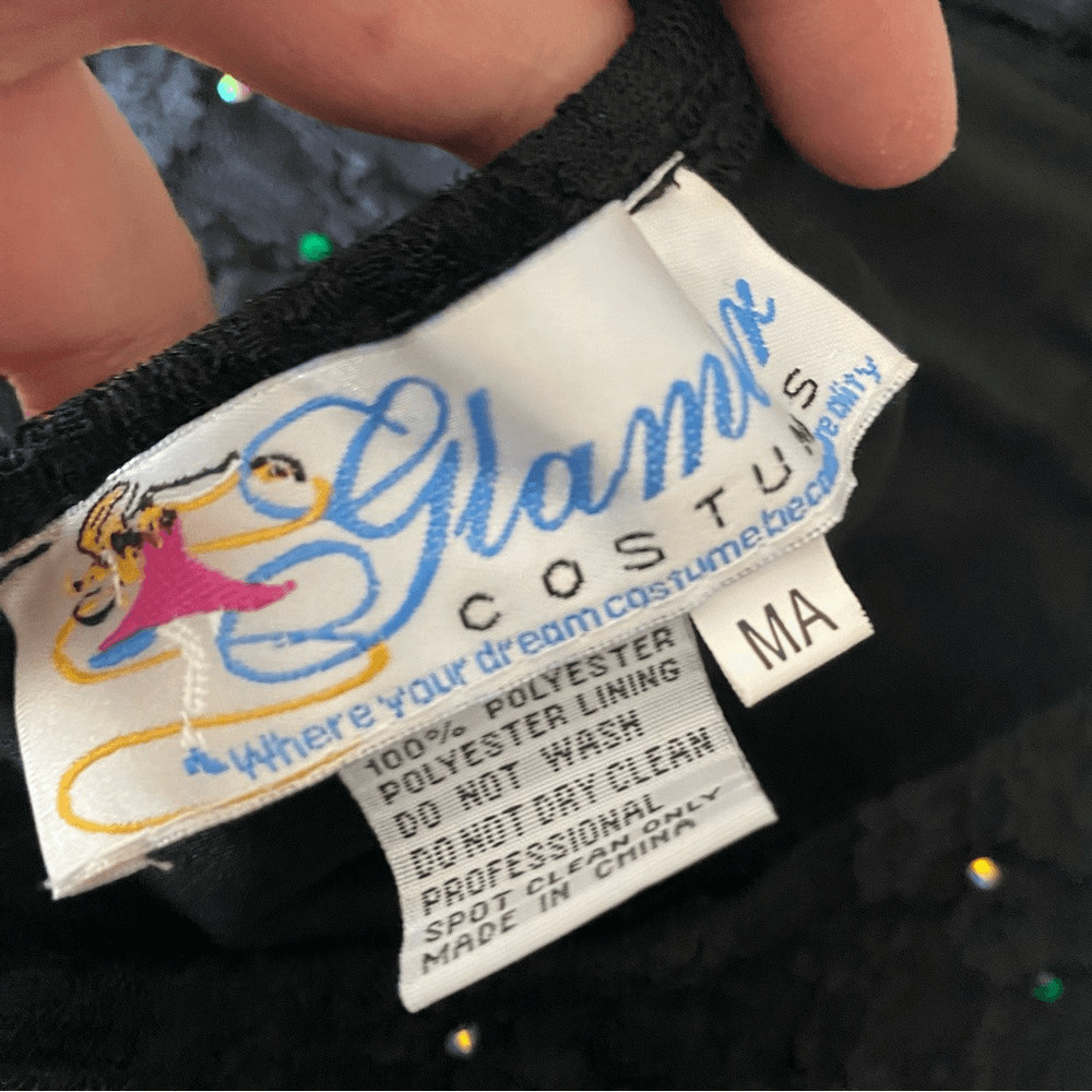 Glamour solo custom dance costume black leotard rhinestone MA-Medium adult