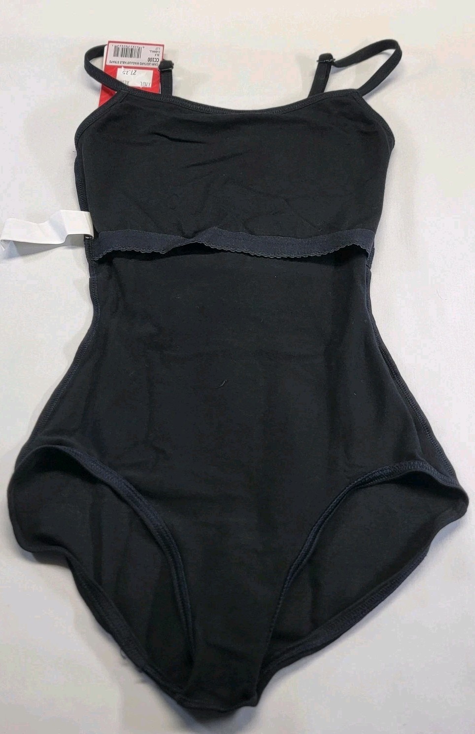 Capezio Strappy Back Camisole Leotard Black Scoop Front Criss-cross Back SZ XSA