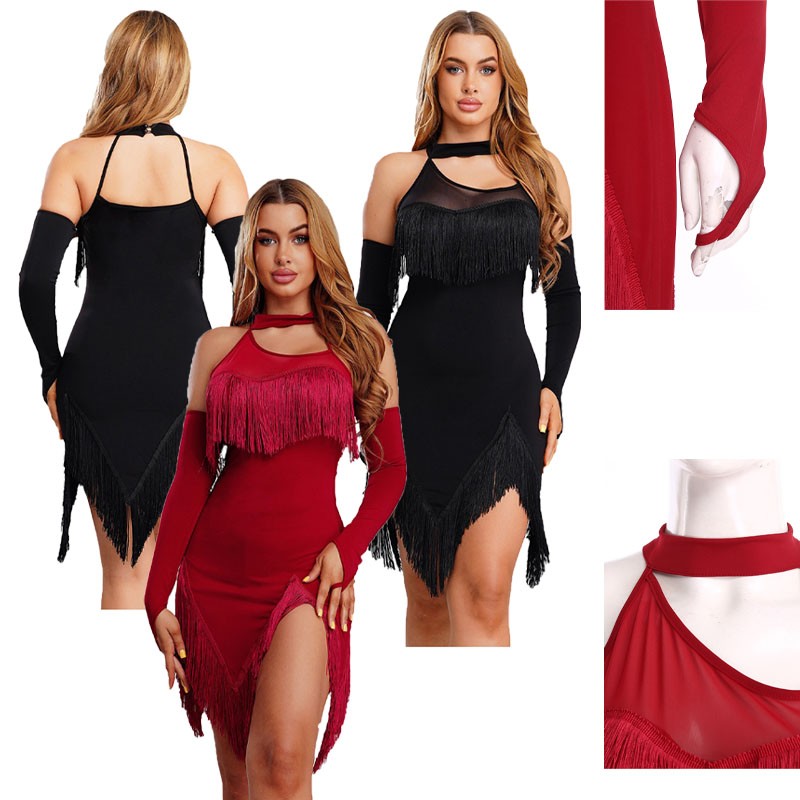 Womens Dancewear Halter Dress Rock Swing Outfits Tournament Costume Sleeveless