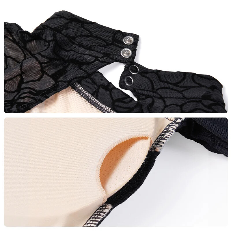 Ballet for Women Adult Black Lace Gymnastics Aerialist Long Sleeve Dance