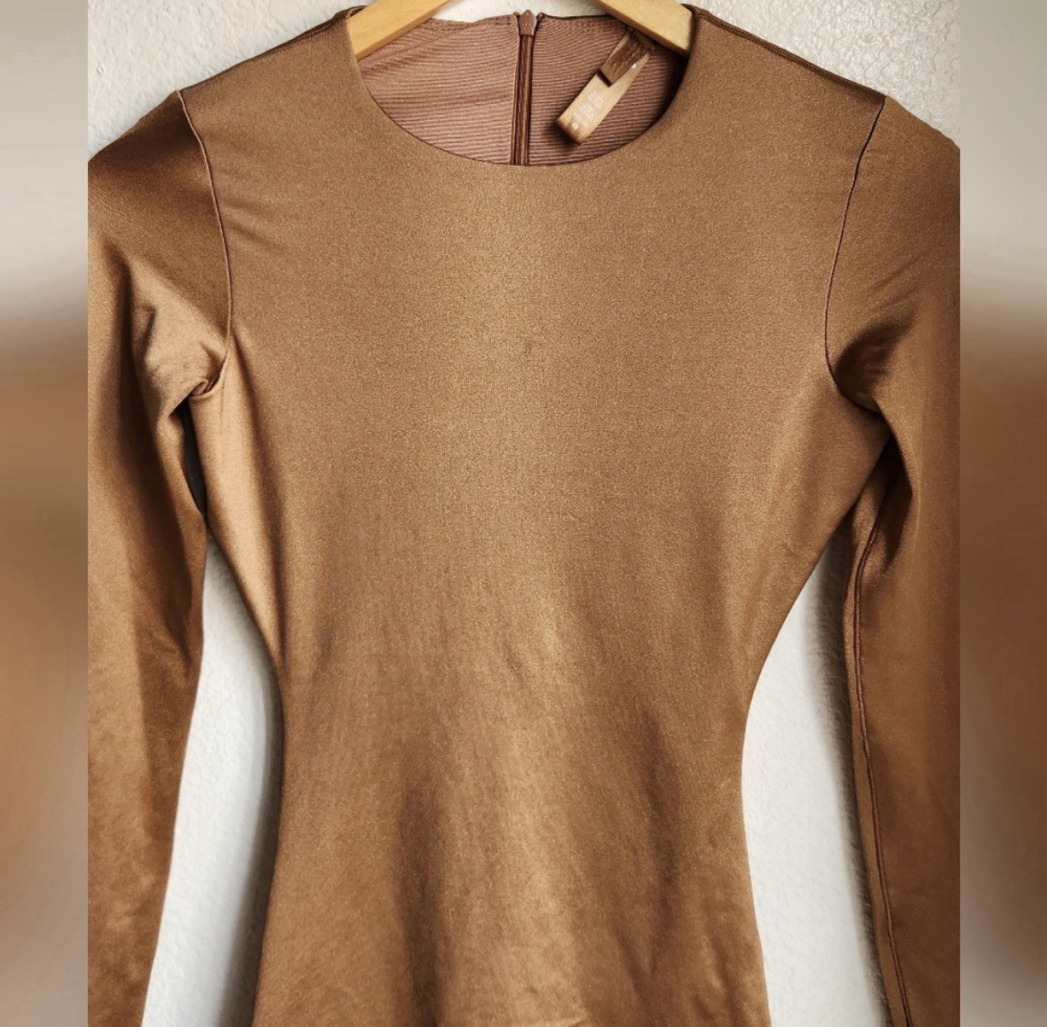 SKIMS Long Sleeve Brown Long Sleeve Bodysuit Jumpsuit Size XS