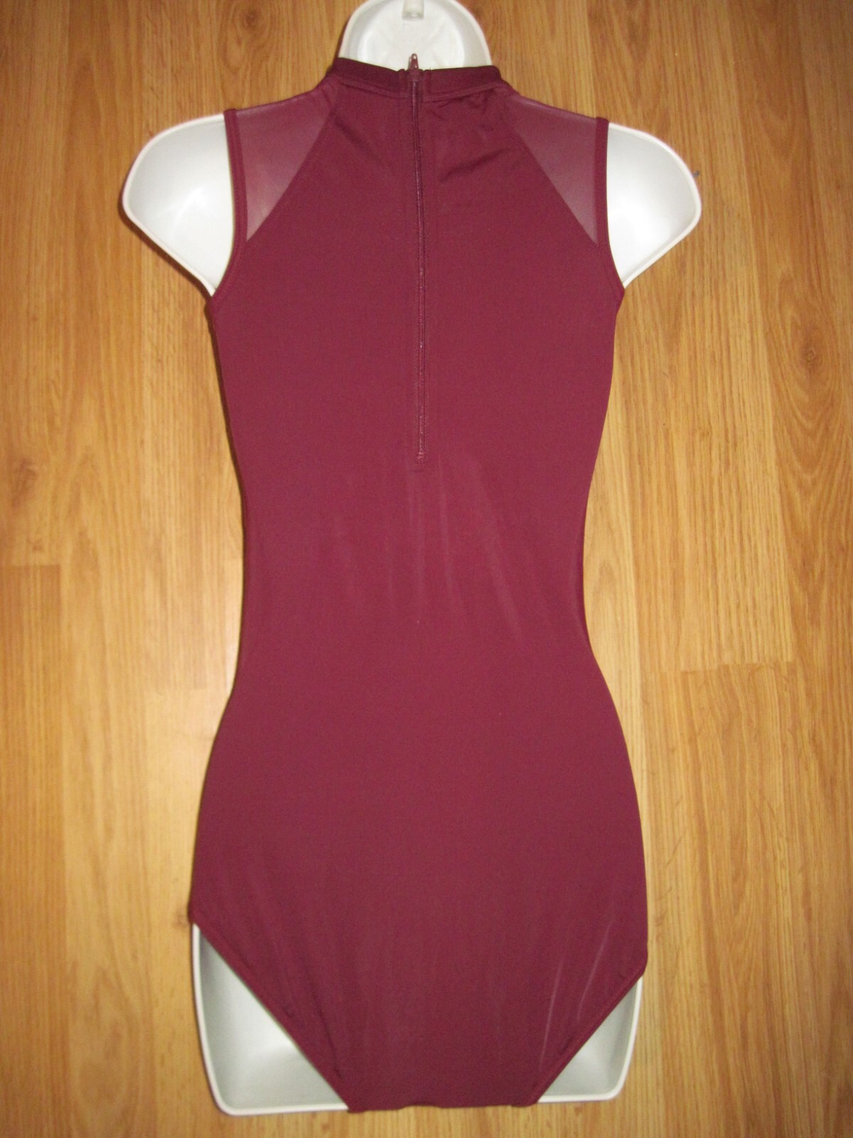 Ballera Shiny Maroon Mesh Sleeveless Leotard Mock Neck Leotard Size Small New