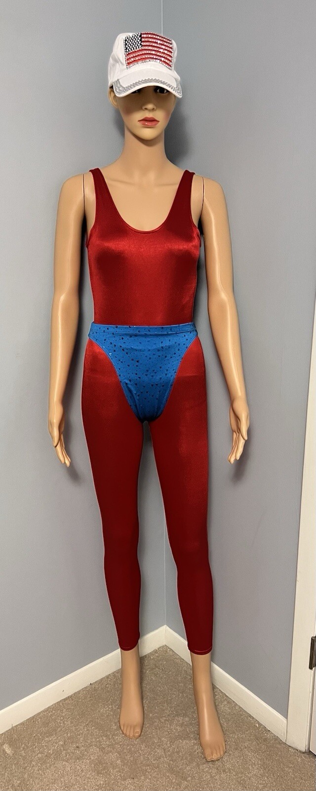 Vintage 80’s Aerobics Dance Jazzercise Red Unitard with Two Briefs