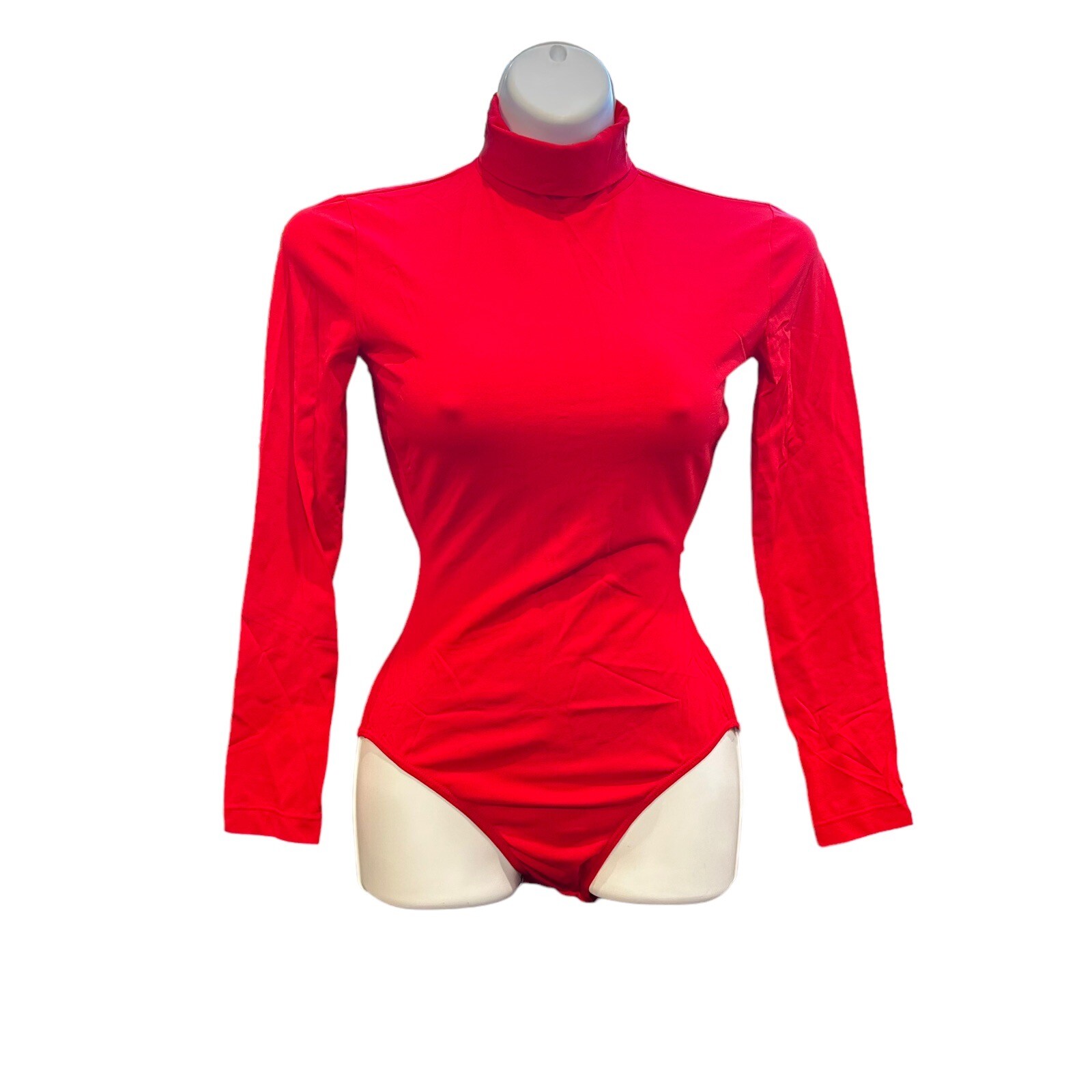 Vintage Danskin 6313 Red Mock Turtleneck Leotard Bodysuit Small Cheer Costume