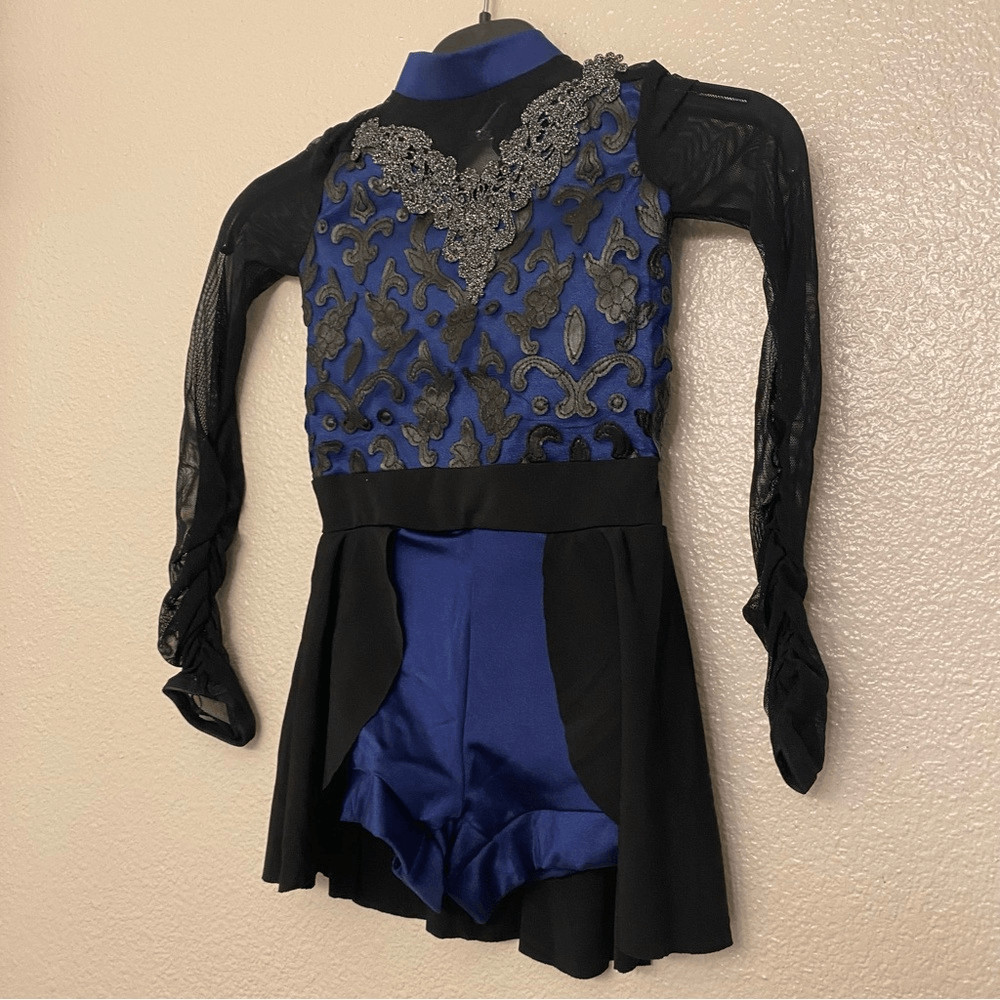 WEISSMAN Dance costume blue black embroidered dress The Imitation Game 11466 SC