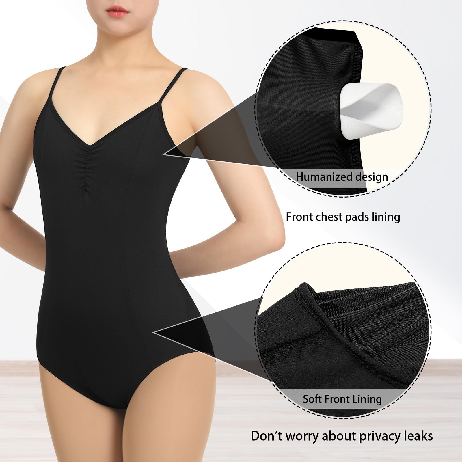 Tegmk Women Camisole Ballet Leotards for Dance Gymnastics Medium, Black