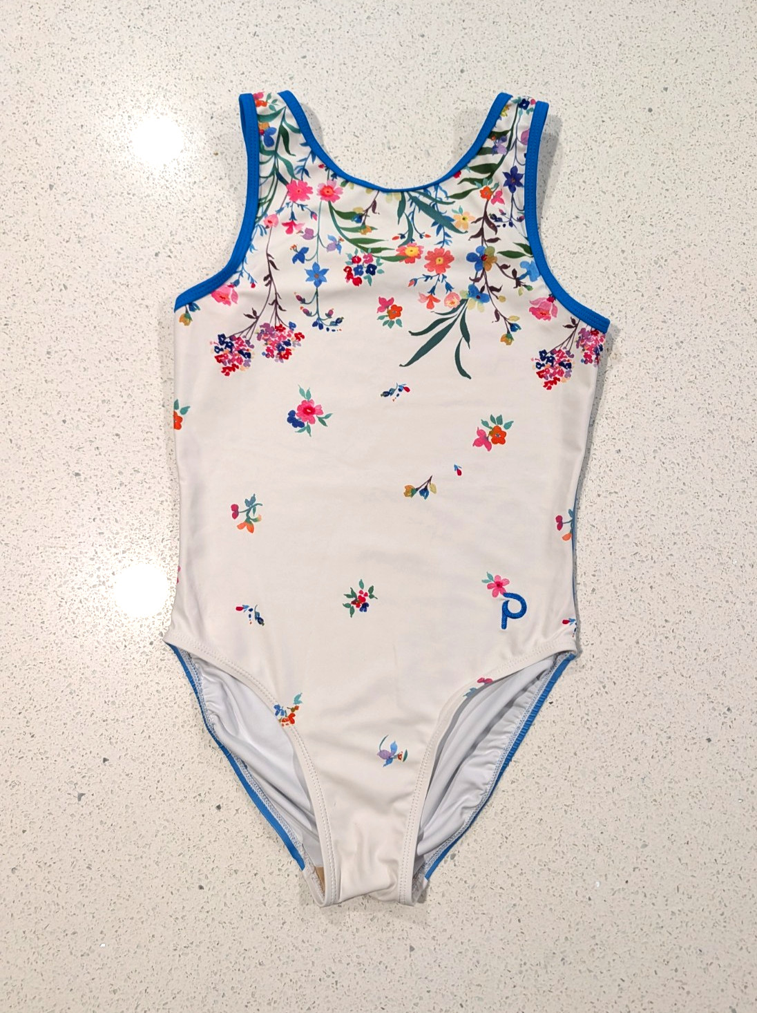 Plum Gymnastics Dance Leotard AM Medium FlipSide Ombre BLUE Floral PETITE ROSE