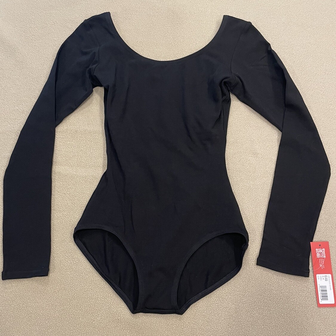 Capezio womens Cotton Long Sleeve Leotard CC450 Black Size XS NWT NEW
