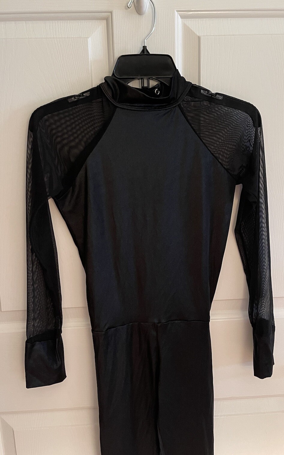 Kizzi Dancewear Black Mesh Long Sleeve Unitard, Open Back, Adult Medium **see