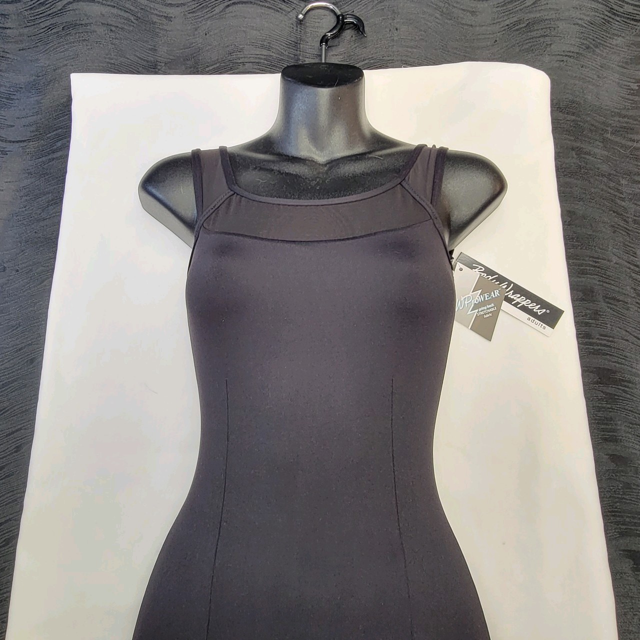 Body Wrappers Boatneck Leotard Black Mesh Neckline & Straps Scooped Back SZ XS-A
