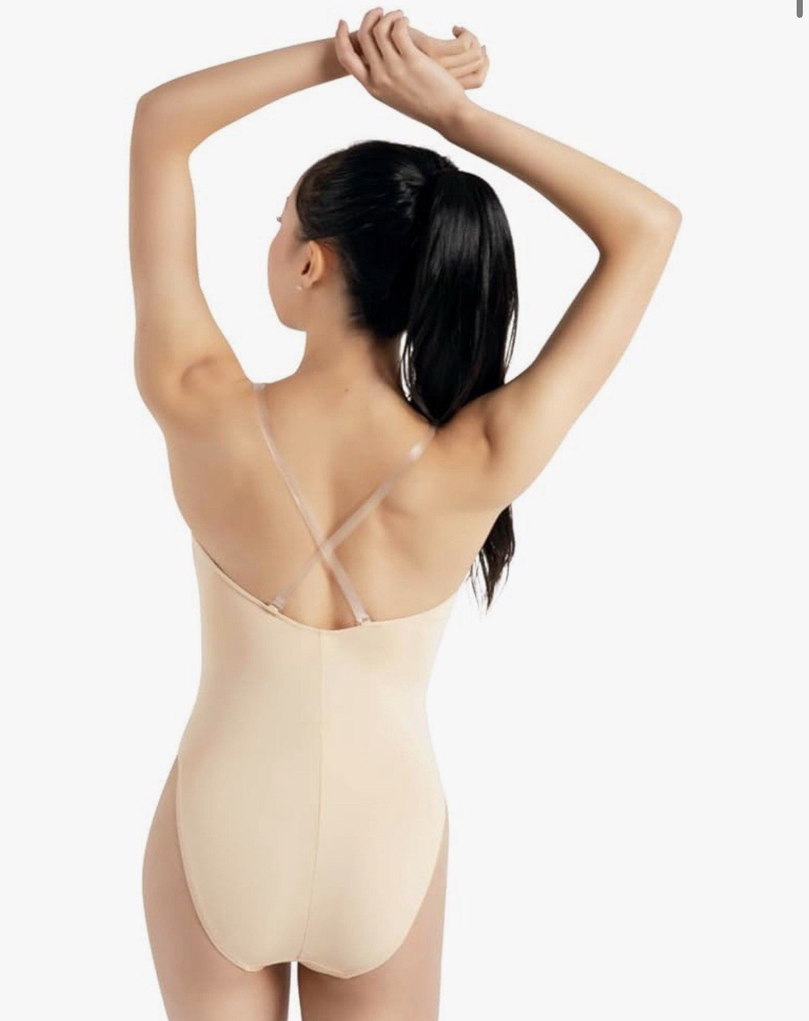 Capezio womens Camisole Leotard With Clear Transition Straps, Nude, Medium 3532