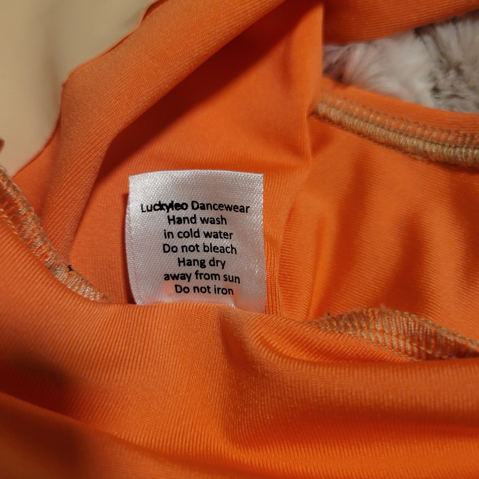 Luckyleo Leotard, SMALL, Dancewear Orange Bust Lining High Neck Scoop Back