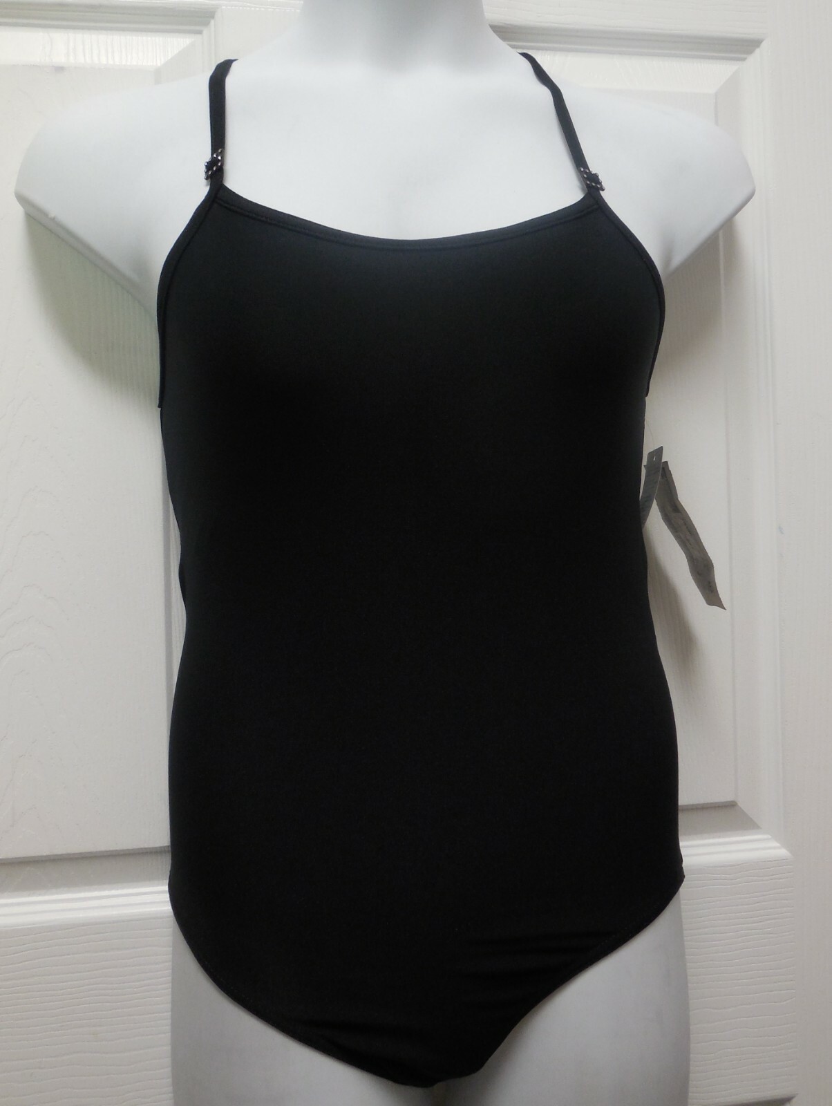Strappy Rhinestone Embellished Cami Leotard Black Child Ladies Dance Ballet NWT