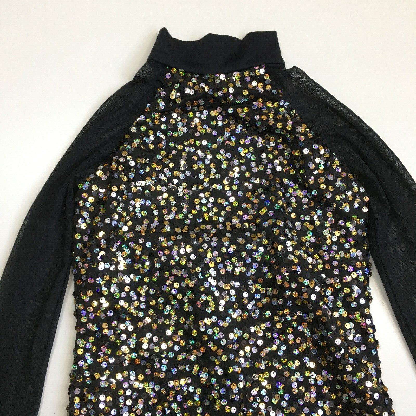 BALARA Dance Black Gold Silver Black Sequins Short Insert Dress sz Small/XS