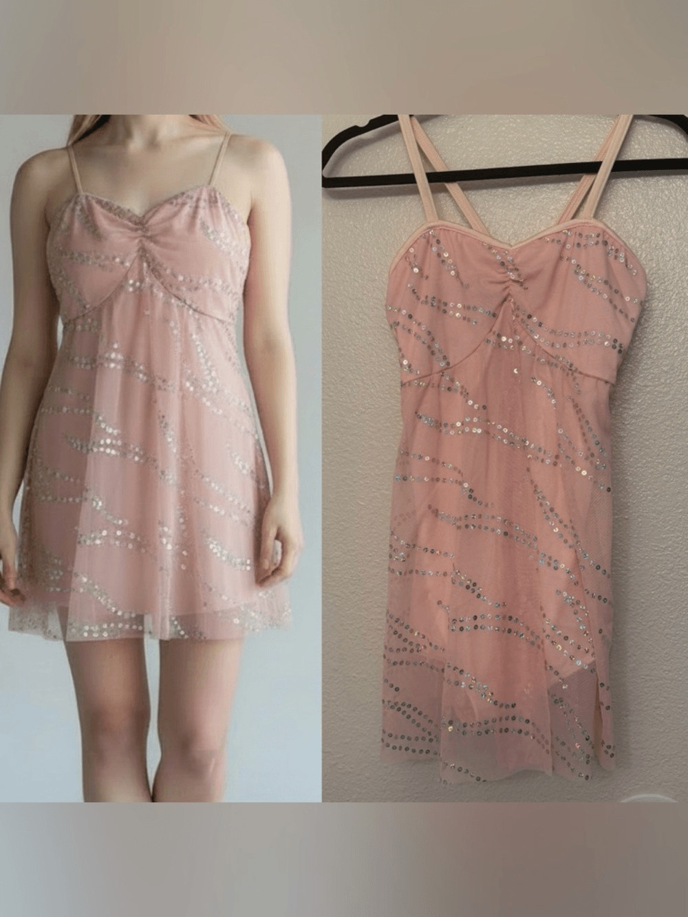 Art Stone Dance Costume pink mesh slip dress lyrical 2380 MA-Medium adult
