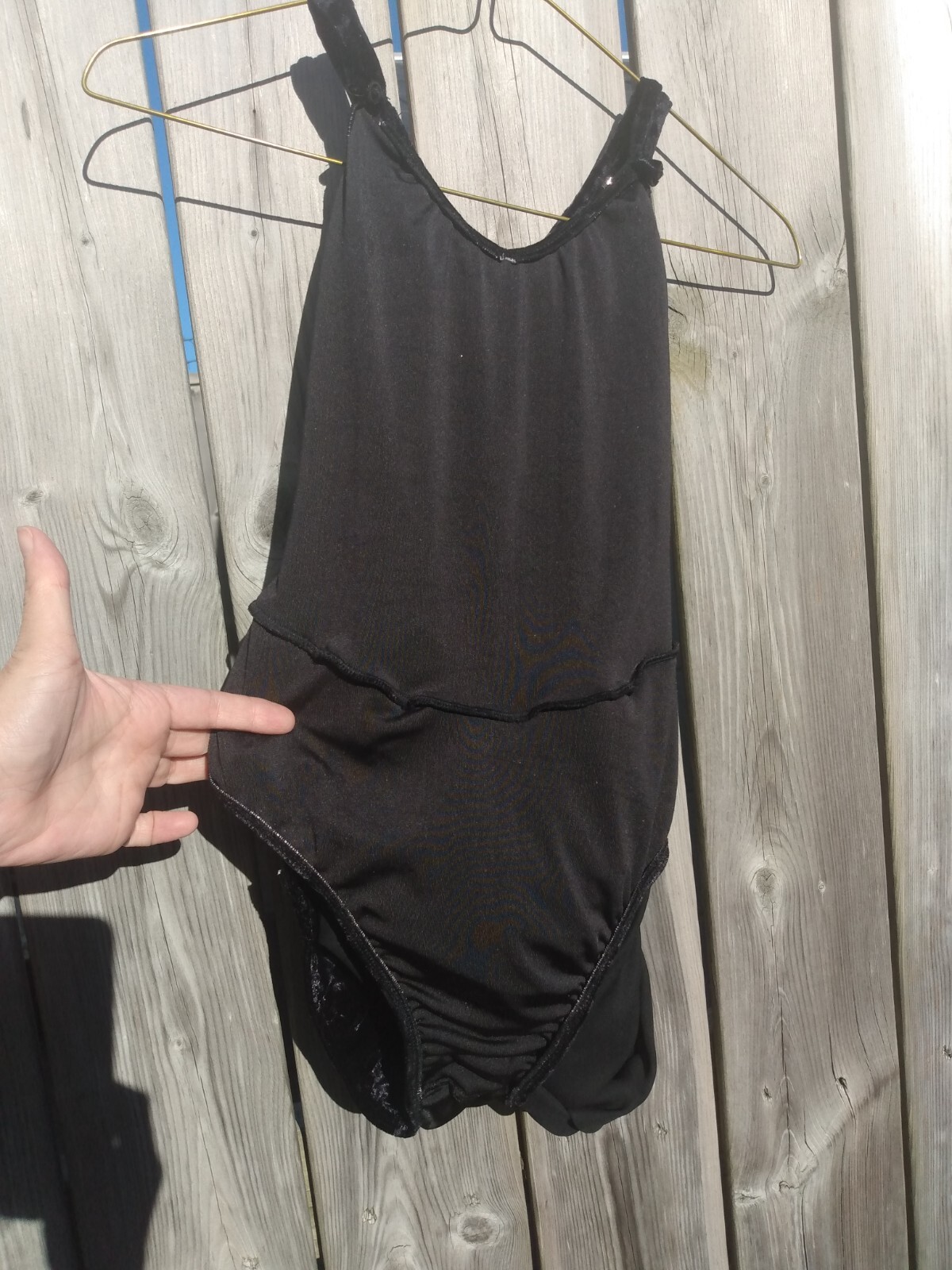 Black Dance Leotard Dress Velour Chiffon – Girl’s or Women’s Size