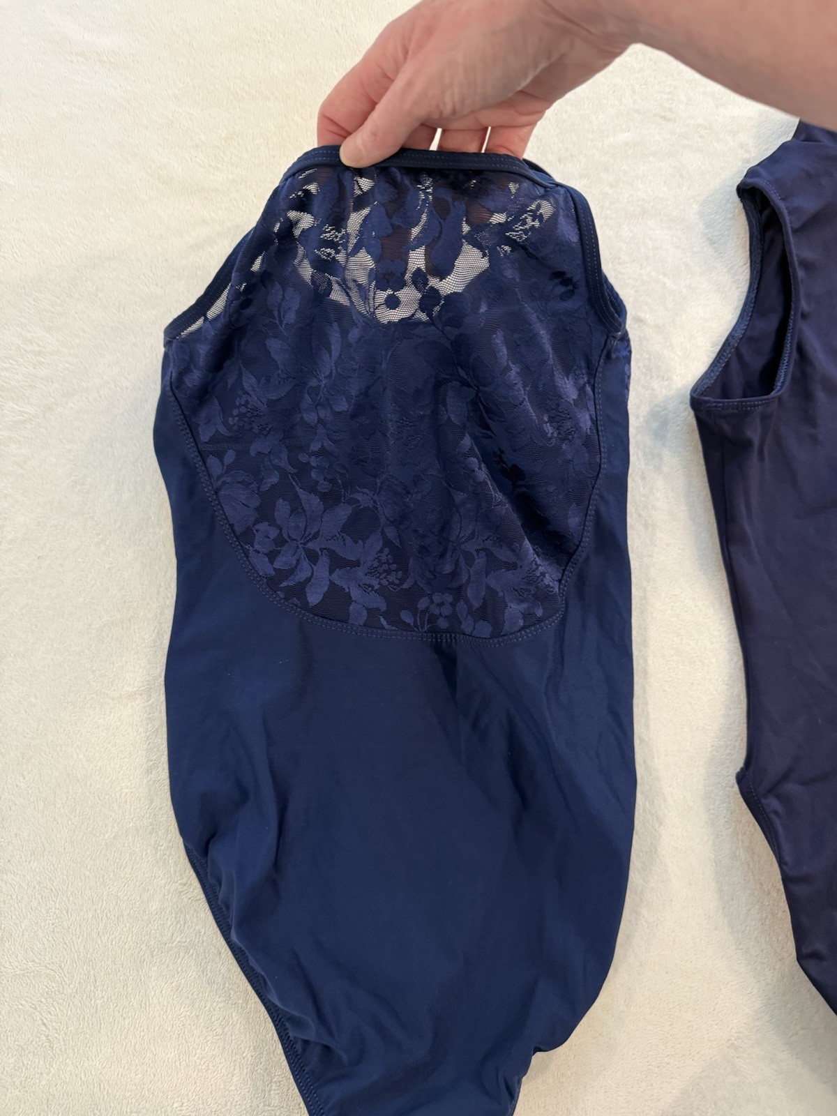 2 MotionWear Blue Leotards SMALL ADULT Lace & Zip Front Ballet Dance SA