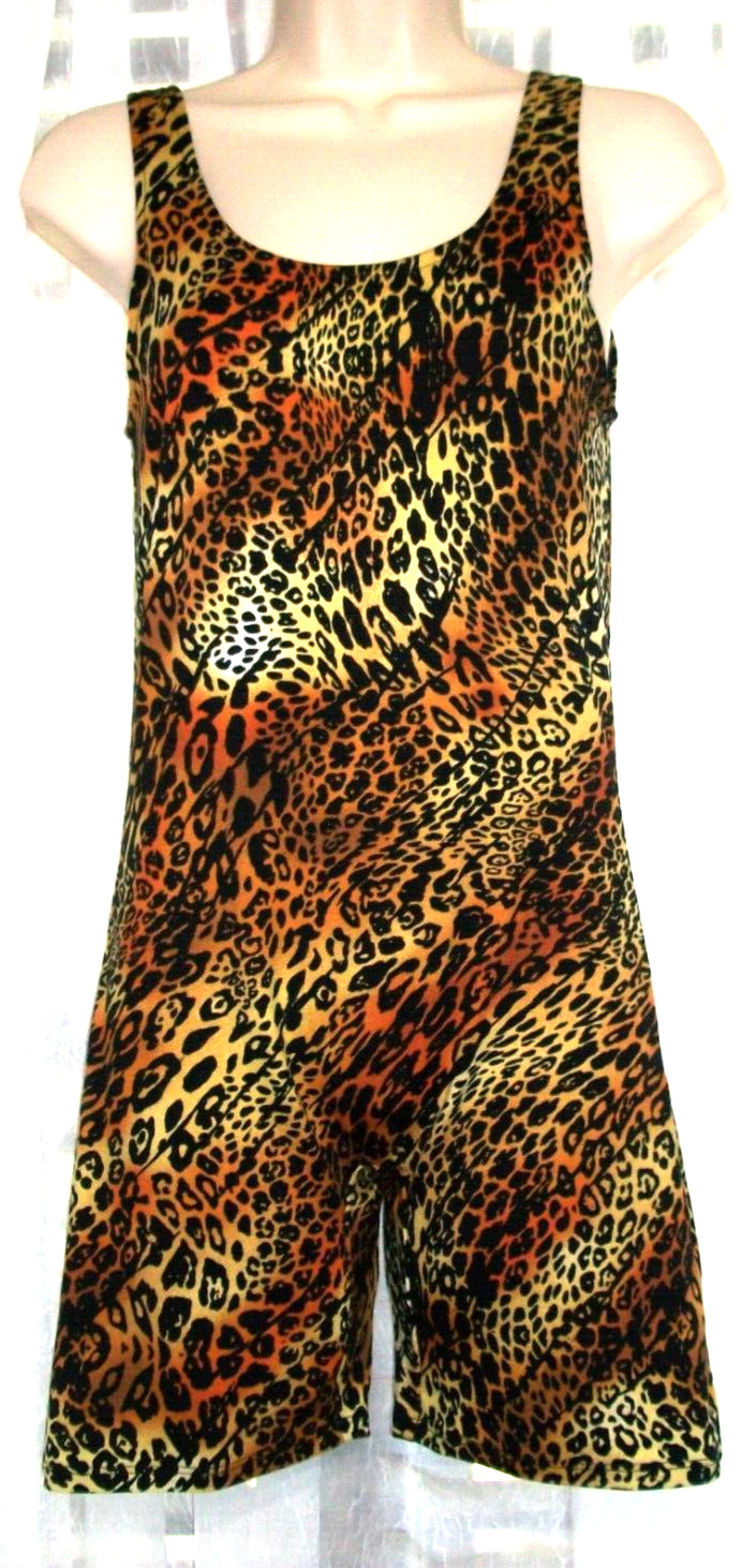 ABSOLUTELY LOVE IT~SZ M~SOFT STRETCHY 1 PC UNITARD LEOTARD~BROWN YELLOW LEOPARD~