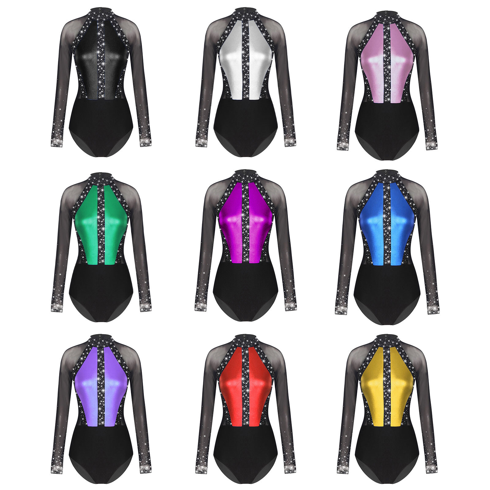 Womens Leotard Acrobatics Gymnastics Mesh Ballet Yoga Dancewear Stage Jumpsuit
