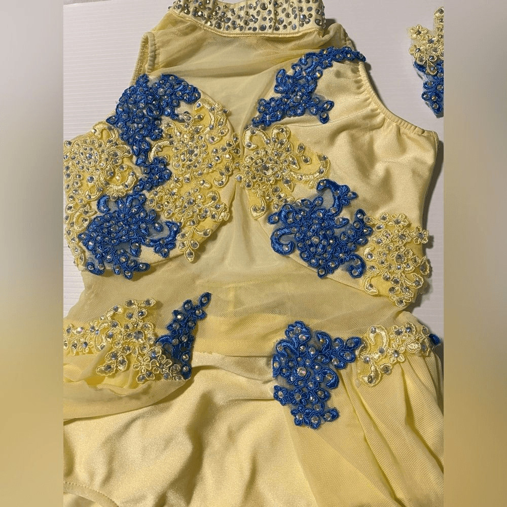 Glamour Solo Dance Costume MC Child Yellow Blue Lyrical Contemporary floral