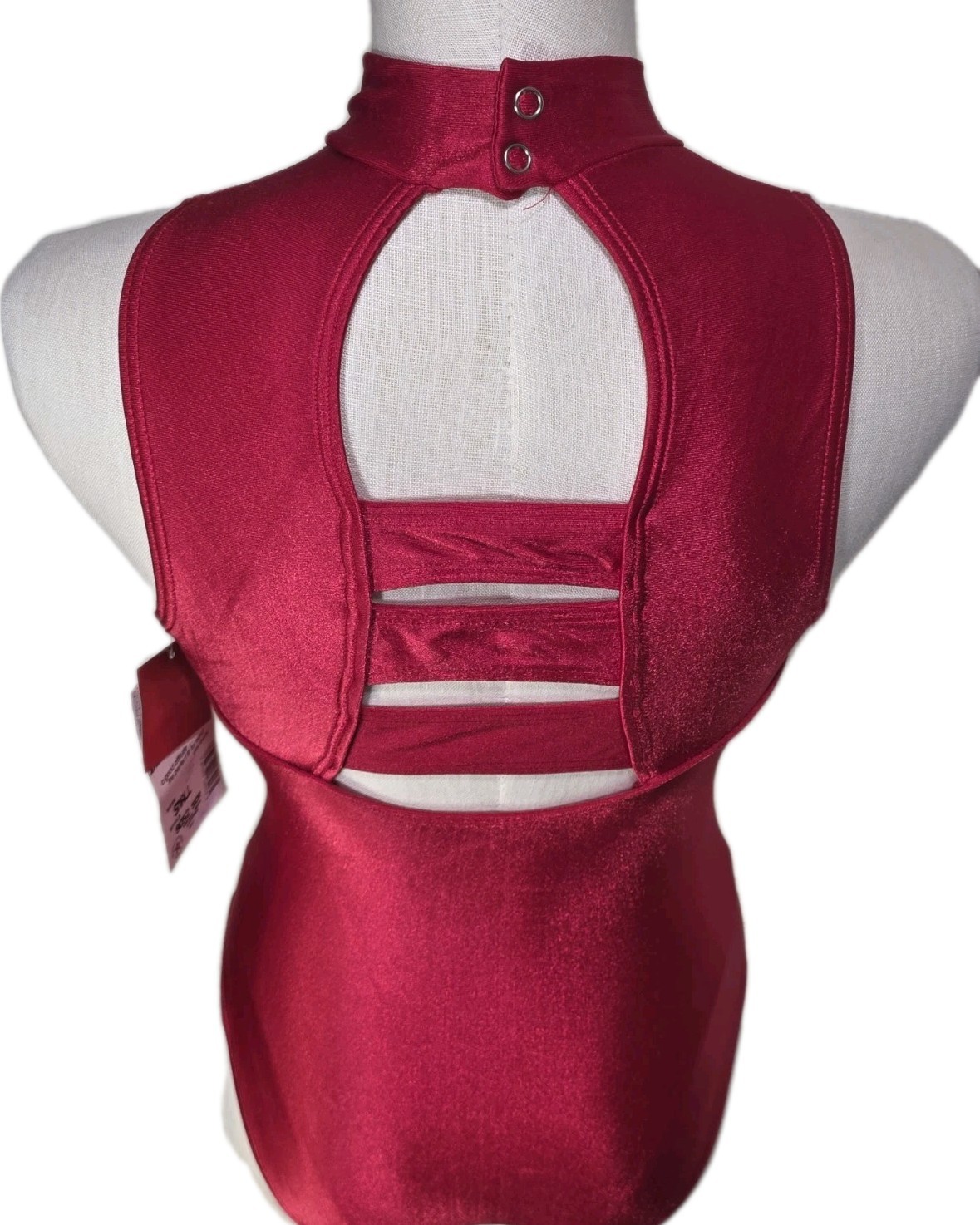 Body Wrappers VTG Open Back High Neck Keyhole Vented Leotard Red Size AS
