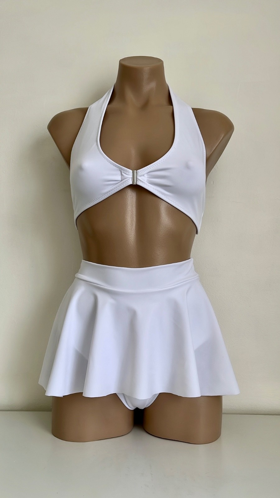 Schminke👙dance wear pole-dance skirt with briefs + halter top front clasp