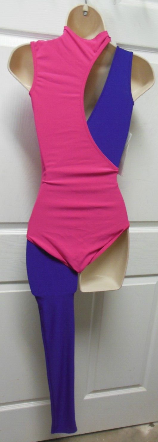 2 pc Set Unitard leotard Asymmetrical Unique SmA MedA.