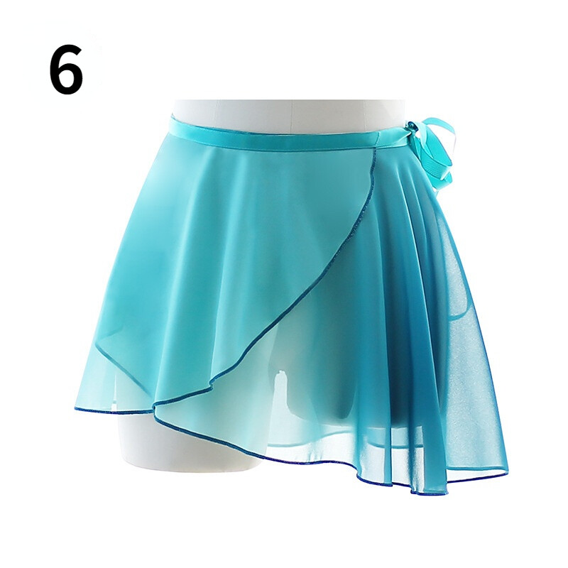 Women Ballet Dance Wrap Skirt Mini Chiffon Practice Gradient Color Dancewear New