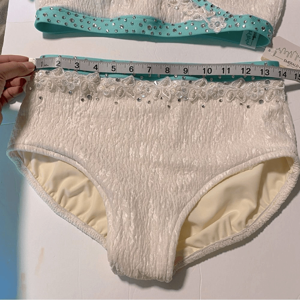 Custom solo 2 piece dance costume lyrical contemporary white aqua convention MA