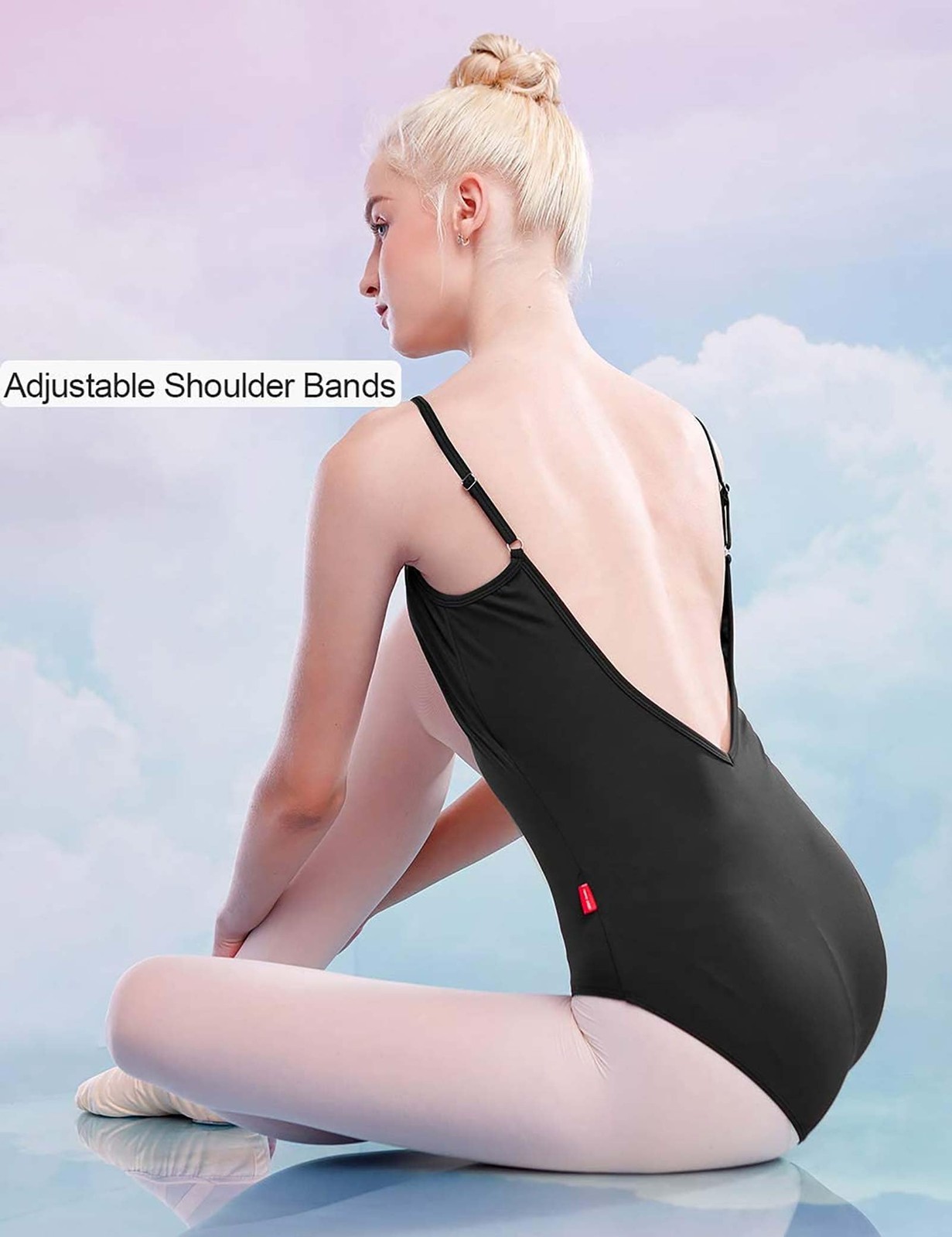 Adult Black Dance Leotards for Women Nylon Spandex Ballet Attire for Training