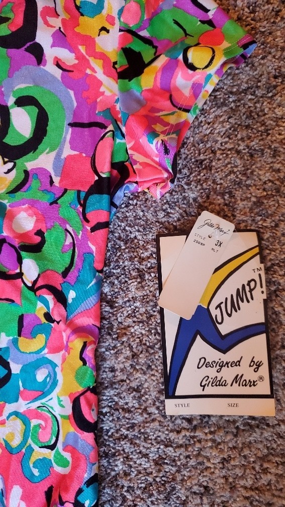 RARE Sz 3X! Vtg. 80s 90s VIBRANT Gilda Marx Leotard! Aerobics, Jazzercise, Dance