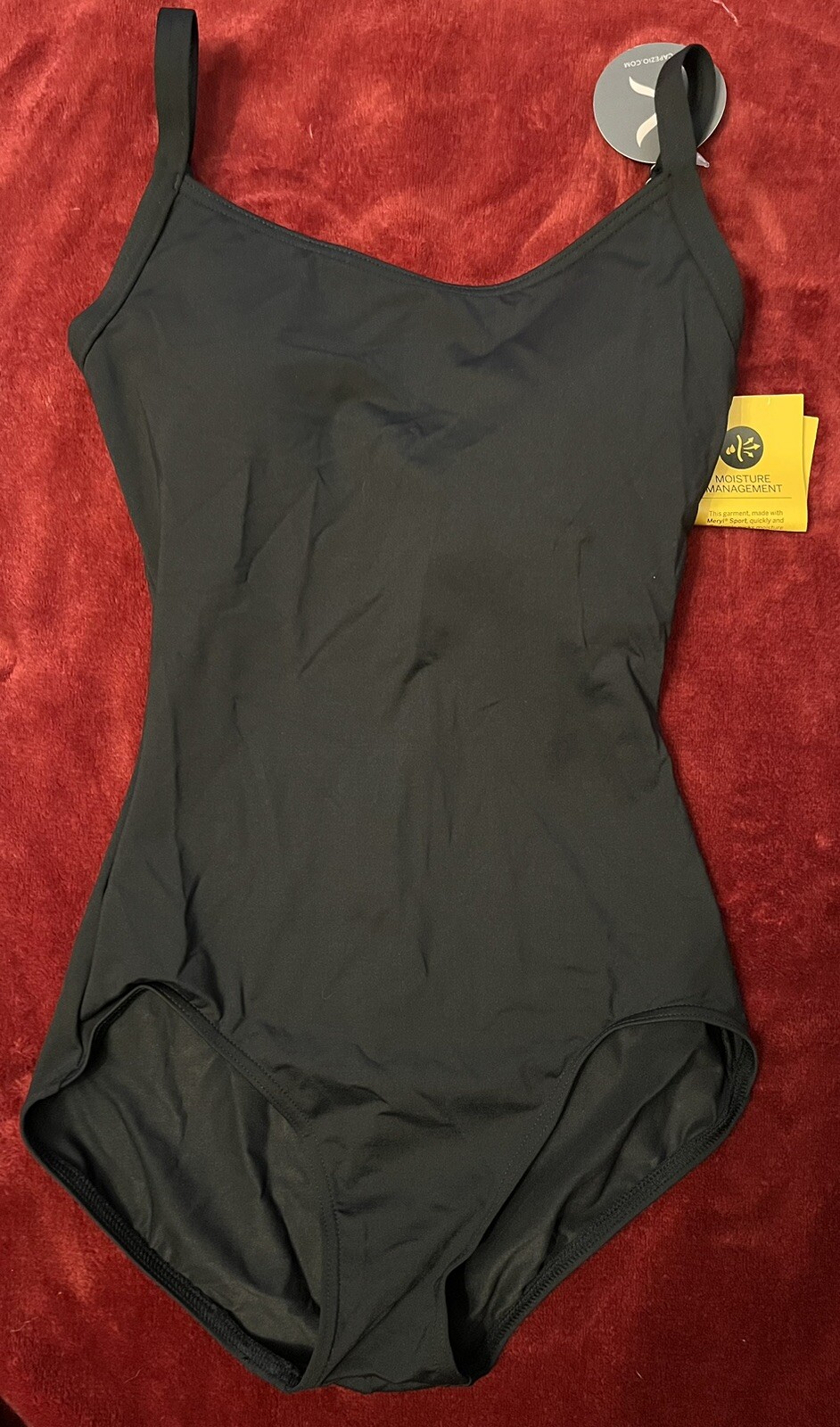 Capezio Cami Leotard Bodysuit Camisole Team Basics Black New Adult Women L or XL